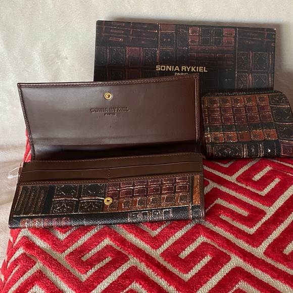 Sonia Rykiel Paris Set Of Large and Small Wallet Gold Logo Hardware NewWithTags